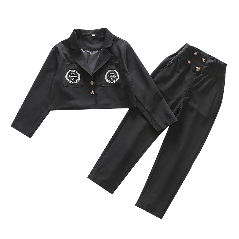 Girls' suits 2020 new spring and autumn children's small suits, baby suits, fashionable two-piece suits Y1117