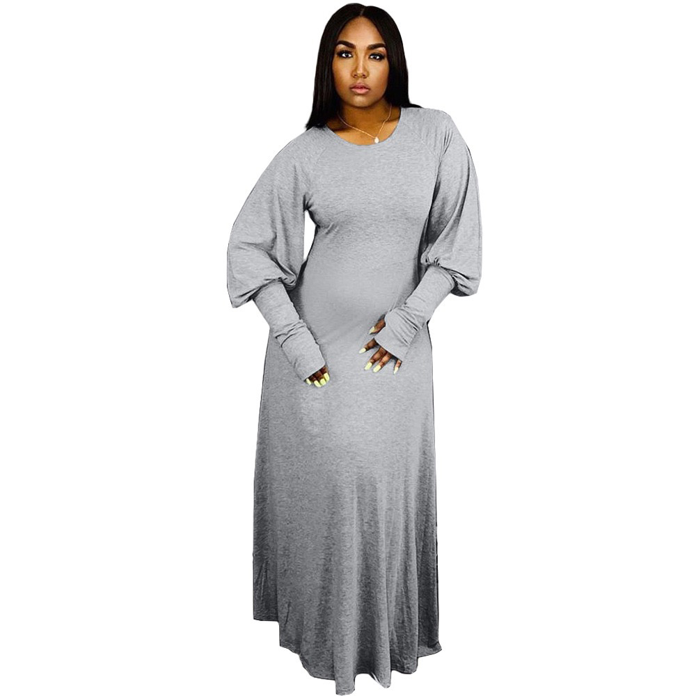 Women Long Sleeve Casual Dresses Autumn Winter Loose Plain Maxi Dress Elegant Cute Long Dress Floor Length