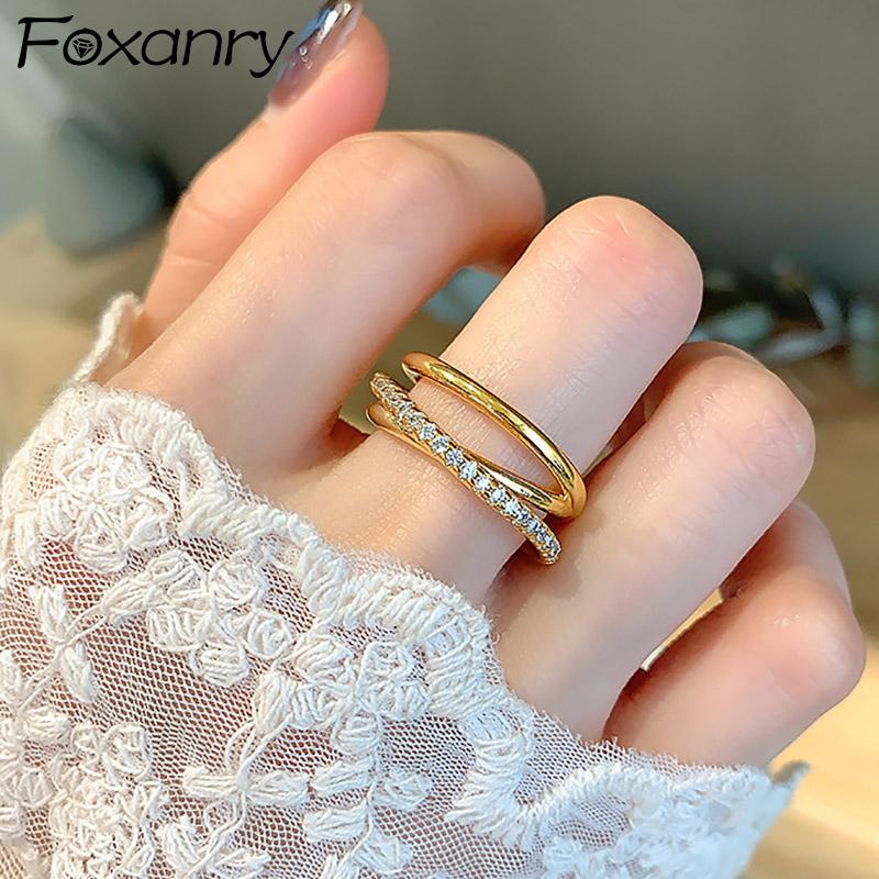 Foxanry 925 Sterling Silver Sparkling Single Row Zircon Rings for Women Trendy Elegant Multilayer Geometric Bride Jewelry Gifts
Foxanry 925 Sterling Silver Sparkling Single Row Zircon Rings for Women Trendy Elegant Multilayer Geometric Bride Jewelry Gifts