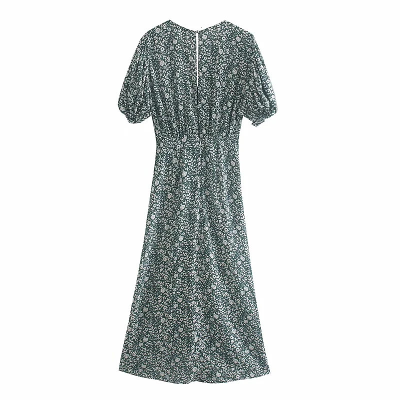 2021 New Women Vintage Floral Printed V-neck Gathered Midi Dress Fashion Ruffled Sleeves Irregular Hem Elegant Chic Dresses Pb8s, Green
2021 New Women Vintage Floral Printed V-neck Gathered Midi Dress Fashion Ruffled Sleeves Irregular Hem Elegant Chic Dresses Pb8s, Green