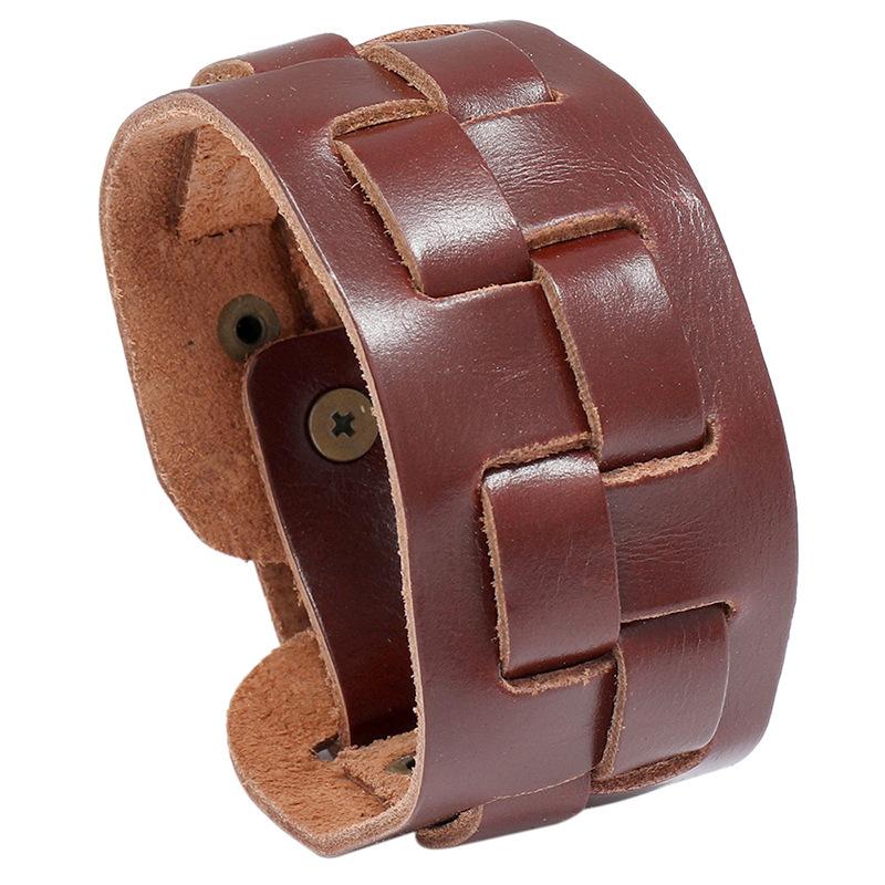 Handmade Jewelry Woven Flat Genuine Leather Bracelet Black Brown Color Wrap Bracelet Gift Men Women
Handmade Jewelry Woven Flat Genuine Leather Bracelet Black Brown Color Wrap Bracelet Gift Men Women