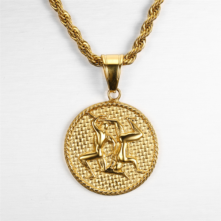 12 Zodiac Sign Horoscope Pendant Necklaces for Mens Womens Gold Aries Leo 12 Constellations Dropshipping Necklace Jewelry 201013