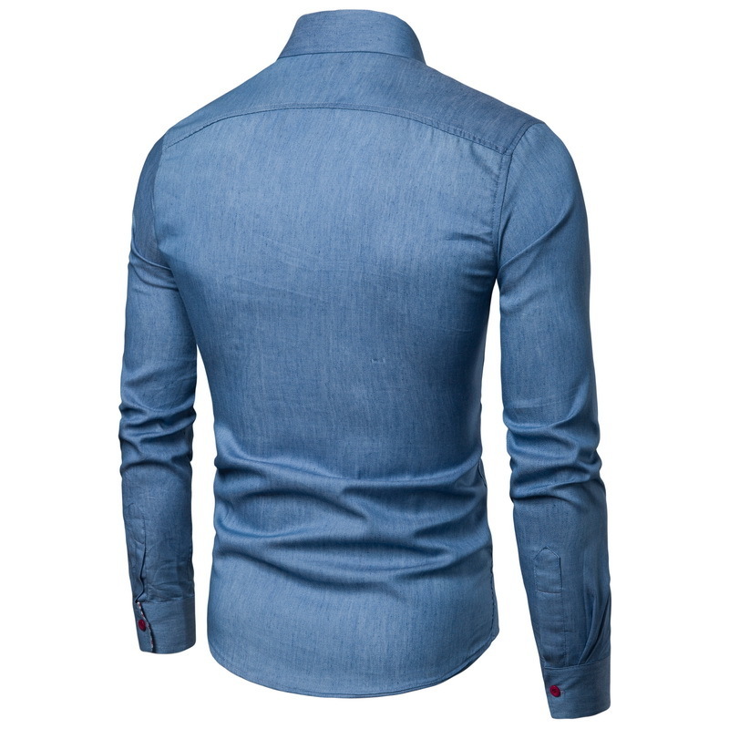 New Arrival Men's Shirts Solid Slim Fit Long Sleeved High Quality Wash Denim Cowboy Jeans Shirts Men Casual Winter Autumn 201120