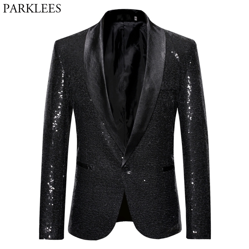 Black Sequin One Button Shawl Collar Suit Jacket Men Bling Glitter Nightclub Prom DJ Blazer Jacket Men Stage Clothes for Singers 201104, Sliver
Black Sequin One Button Shawl Collar Suit Jacket Men Bling Glitter Nightclub Prom DJ Blazer Jacket Men Stage Clothes for Singers 201104, Sliver
