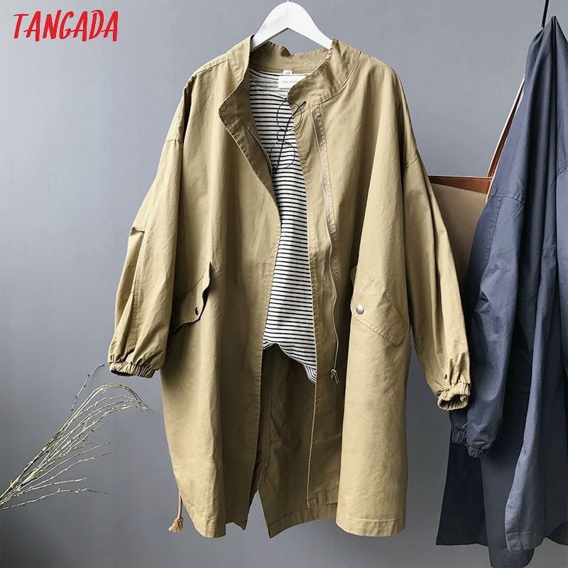 Tangada women oversized boyfriend style trench coat 2020 fashion ladies casual spring tops high quality ASF40 T200810