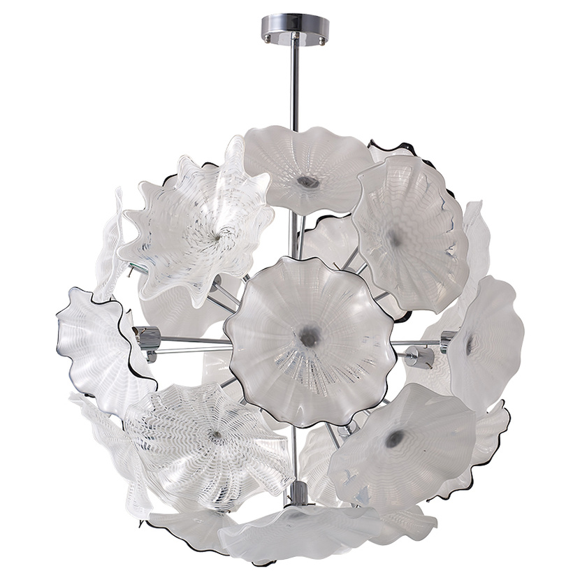 American Blown Glass Chandelier Lighting Led Plate Light Diameter 44 Inches White Glass Flower Lamp for Living Room Home Decoration
American Blown Glass Chandelier Lighting Led Plate Light Diameter 44 Inches White Glass Flower Lamp for Living Room Home Decoration