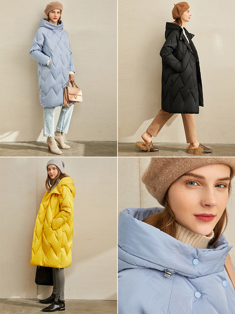 Amii Warm Fashion Down Jacket Winter Women Solid Hooded Long Sleeve Female Thick Down Coat Top 11940597 201030