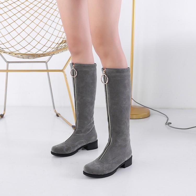 Big Size 11 12 13 Round head, thick heel, square heel, metal decorative front zipper and calf barrel fashion boots1, Black
Big Size 11 12 13 Round head, thick heel, square heel, metal decorative front zipper and calf barrel fashion boots1, Black