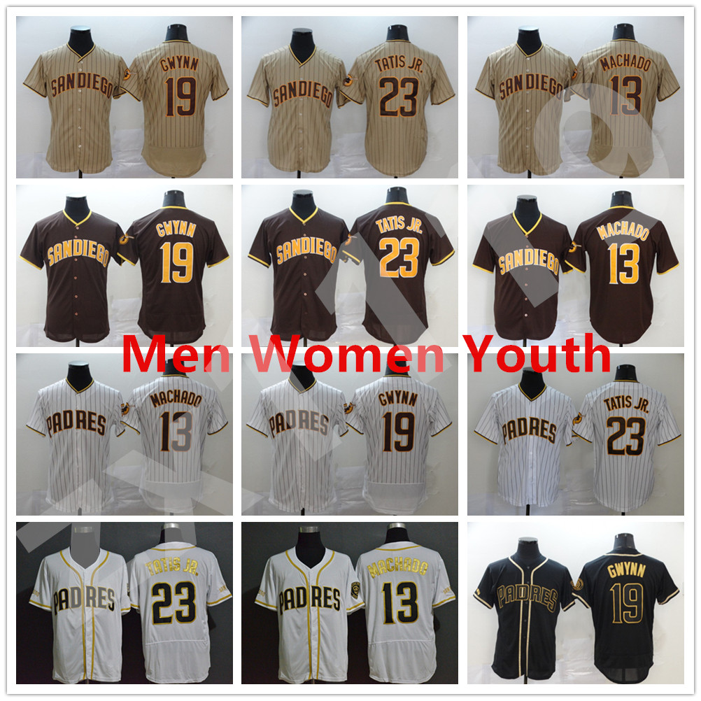 Men 2020 Baseball 13 Manny Machado Jersey 23 Fernando Tatis Jr 19 Tony Gwynn Pinstripe Brown White Black Home Away Flexbase Cool Base, Blue;black
Men 2020 Baseball 13 Manny Machado Jersey 23 Fernando Tatis Jr 19 Tony Gwynn Pinstripe Brown White Black Home Away Flexbase Cool Base, Blue;black