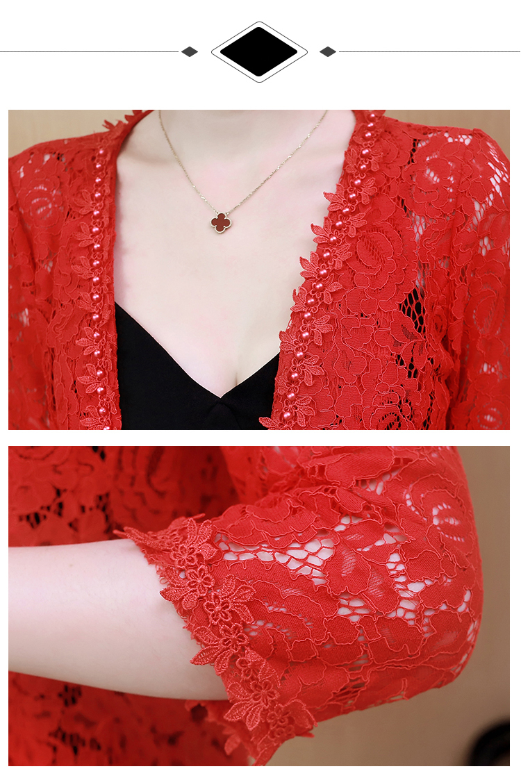 Blusas Mujer De Moda 3XL 4XL Plus Size Blouse Women Shirts Fashion Beading Hollow Lace Blouse Womens Tops And Blouses B240 201201