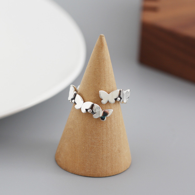Authentic 925 Sterling Silver Butterfly Rings For Women Vintage Silver Open Size Adjustable Ring Christmas Party Gifts