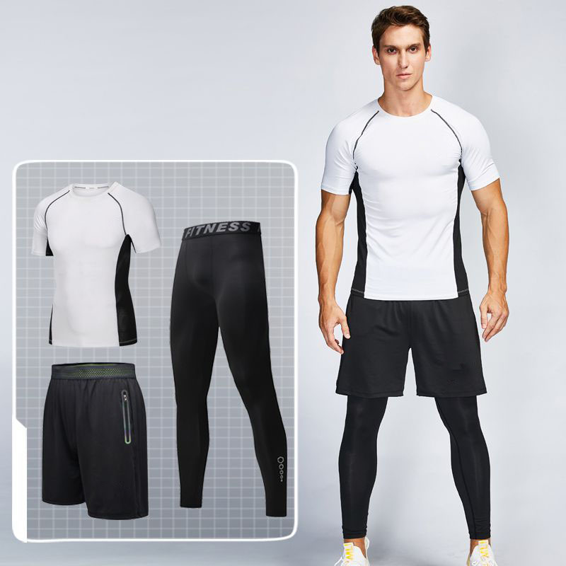 New Sports suit men's outdoor short-sleeved shorts quick-drying running suit gym thin pants basketball three-piece suit, Black white black
New Sports suit men's outdoor short-sleeved shorts quick-drying running suit gym thin pants basketball three-piece suit, Black white black