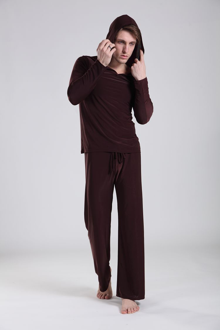 Hot summer bath Pajama Set men sexy pajamas sleepwear Silk pijama hombre hooded man bathing pajamas Tracksuit pants and tops 201109