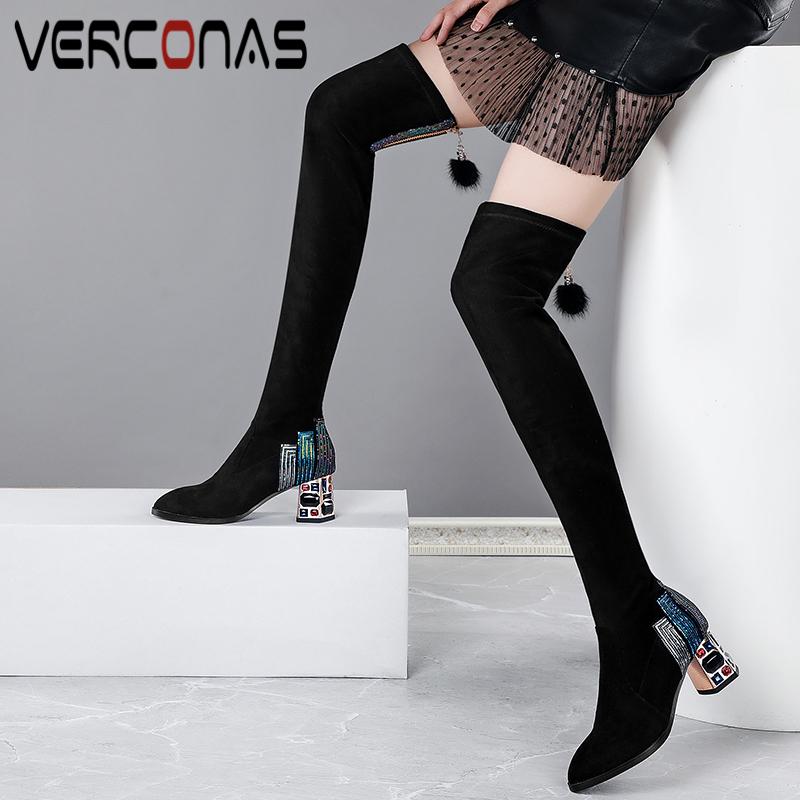 VERCONAS Fashion Over-The-Knee Boots For Women Autumn Winter Crystal Heels Shoes Woman New Fringe Stretch Boots Tight High, Blackr
VERCONAS Fashion Over-The-Knee Boots For Women Autumn Winter Crystal Heels Shoes Woman New Fringe Stretch Boots Tight High, Blackr