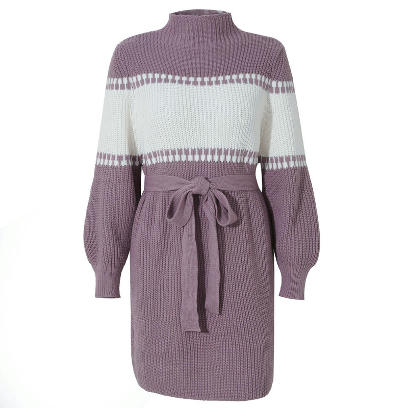 2021 European and American Women's Autumn and Winter New Independent Station Amazon High-neck Casual Color-blocking Knitted Dress, Black;gray
2021 European and American Women's Autumn and Winter New Independent Station Amazon High-neck Casual Color-blocking Knitted Dress, Black;gray