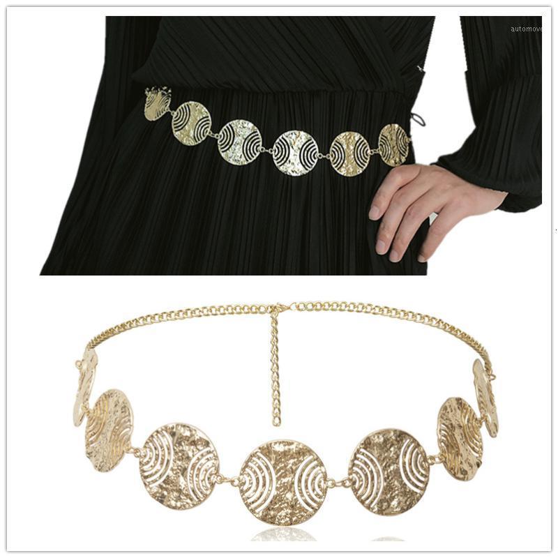 Fashion Ladies Luxury Coin Belts For Women Designer Gold Waist Chain Belt For Dress Woman Golden Silver Style Metal Belt1