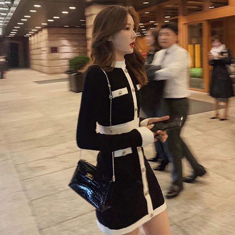Casual Dresses Temperament Contrast Single Breasted Round Long Sleeve Black White Dress Women Mini Wrap Hip Sexy Elegant Vestido De Mujer, Black;gray
Casual Dresses Temperament Contrast Single Breasted Round Long Sleeve Black White Dress Women Mini Wrap Hip Sexy Elegant Vestido De Mujer, Black;gray