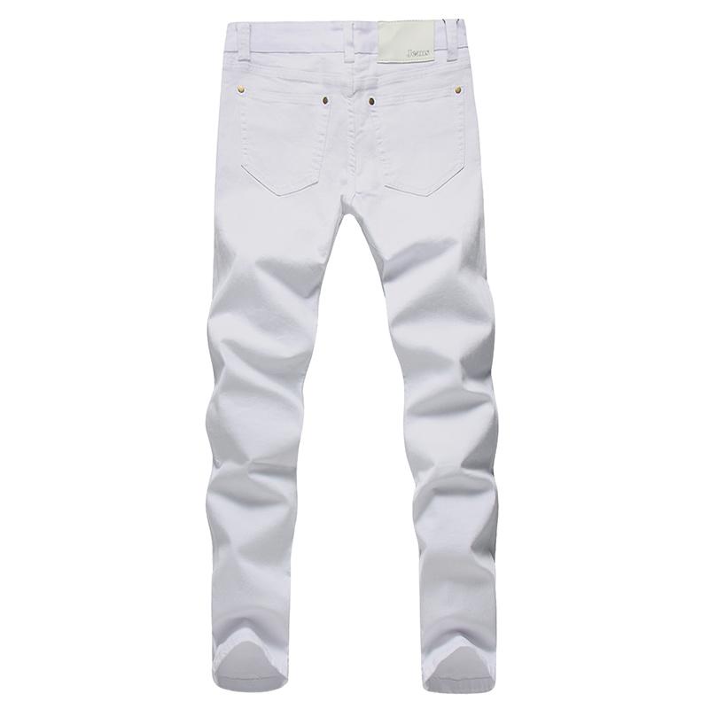 Men Stretch Jeans Fashion White Denim Trousers For Male Spring And Autumn Retro Pants Casual Size 28-42