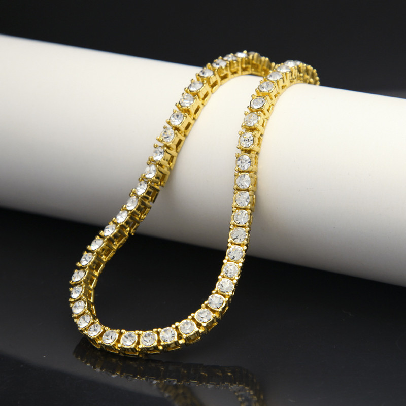Iced Out 1 Row 5mm Rhinestones Bracelet Men Hip Hop Style Clear Simulated Diamond 789inches Tennis Bracelets Bling Bling