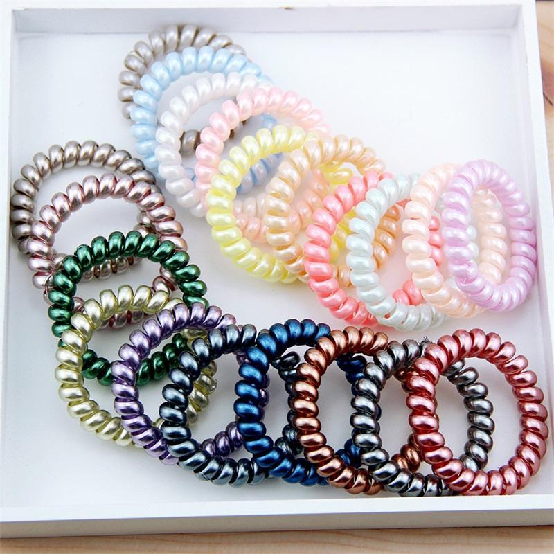 New Women Scrunchy Girl Hair Coil Rubber Bands Ties Rope Ring Ponytail Holders Telephone Wire Cord Gum Hairs Tie Bracelet