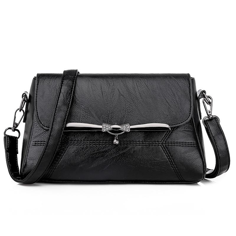 New Pu women's small square Bag Fashion mail bag, Black