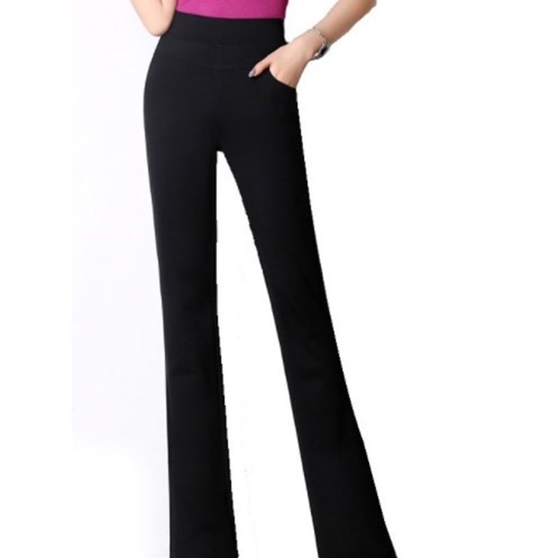 Ol Style Womens High Waist Flared Pants Black White Red Blue Plus Size Bell Bottom Pants Office Ladies Stretch Flare Trouser 6XL 201012