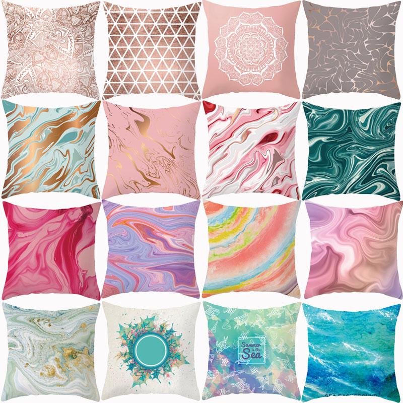 

Pink Blue Cushion Cover Decorative Sofa Cushions Polyester Pillowcover Throw Pillows 45x45 Geometric Pillowcases Home Decor, 10539-024