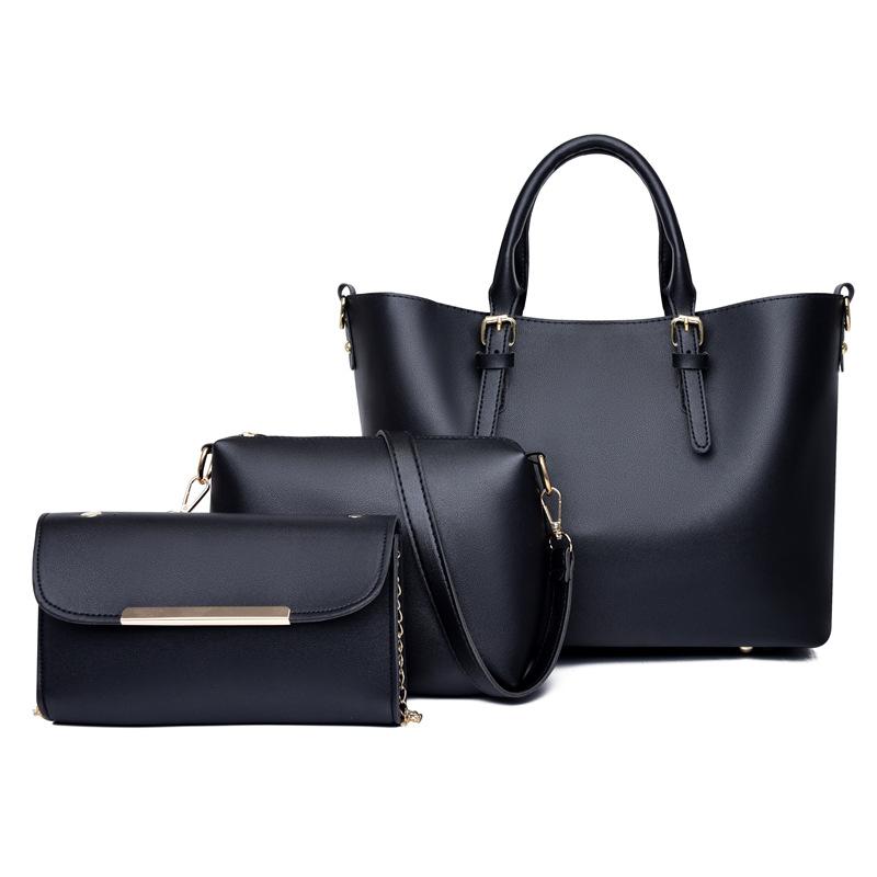2021 new PU fashion handbag hand-held three-piece handbag shoulder messenger bag, Black
2021 new PU fashion handbag hand-held three-piece handbag shoulder messenger bag, Black