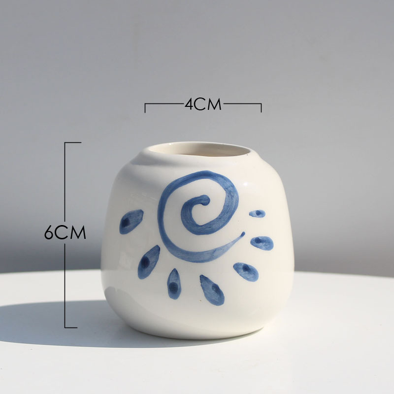 8Pcs/Set Classic Blue and White Ceramic Flower Pots for Succulent Plant Oriental Style Planter Home Garden Office Decoration Y200723