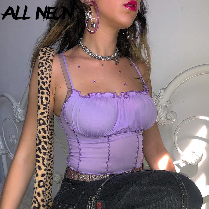 ALLNeon Ruffles Cropped Tops Solid Spaghetti Strap Backless Summer Tops Vintage Tanks Tops E-girl Style Sweet Camis Streetwear Y200701, Purple
ALLNeon Ruffles Cropped Tops Solid Spaghetti Strap Backless Summer Tops Vintage Tanks Tops E-girl Style Sweet Camis Streetwear Y200701, Purple