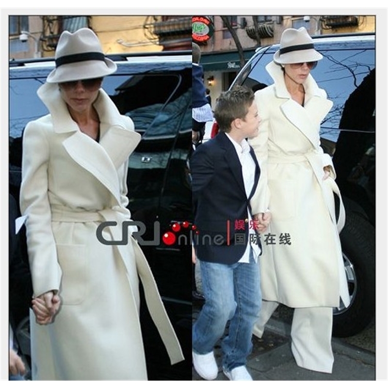 New Women White Cashmere Coat Large Lapel Wool Jacket Outwear Plus Size Loose Long Trench Coat Female Autumn Winter Overcoats T200916