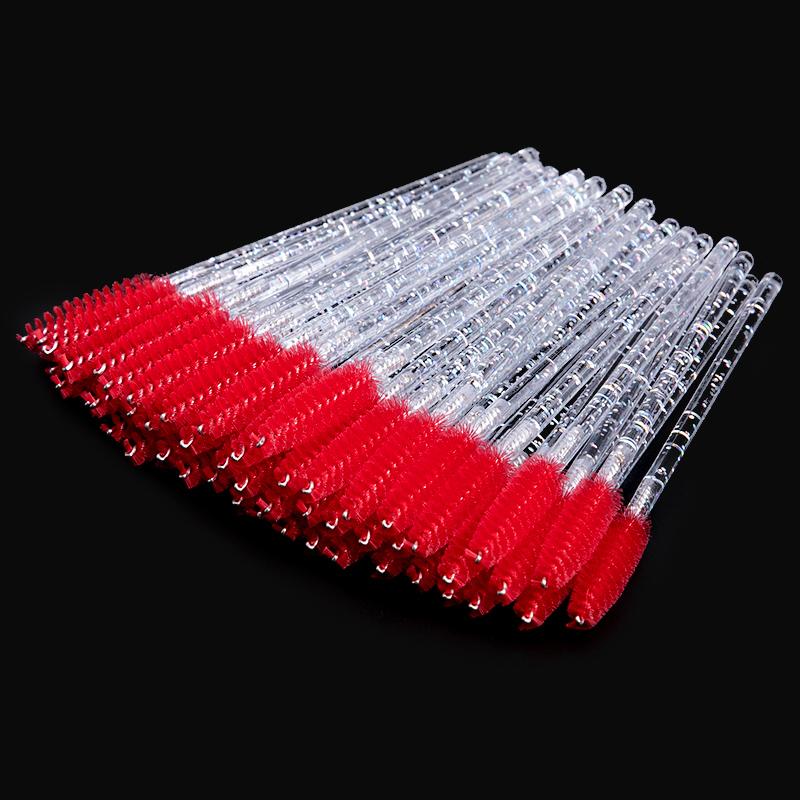 zwellbe Good Quality Disposable 50 Pcs/Pack Crystal Eyelash Makeup Brush Diamond Handle Mascara Wands Eyelash Extension Tool