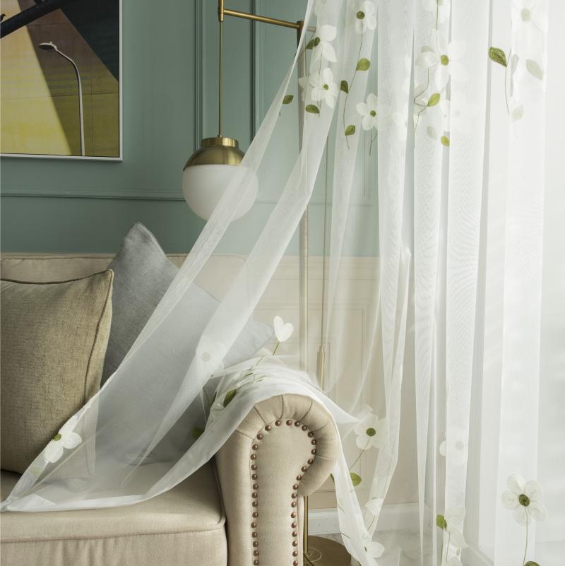 Rustic Floral Tulle Sheer Curtains for Living Room Green Embroidered Lace Voile Sliding Glass Door Window Treatments, As picture
Rustic Floral Tulle Sheer Curtains for Living Room Green Embroidered Lace Voile Sliding Glass Door Window Treatments, As picture