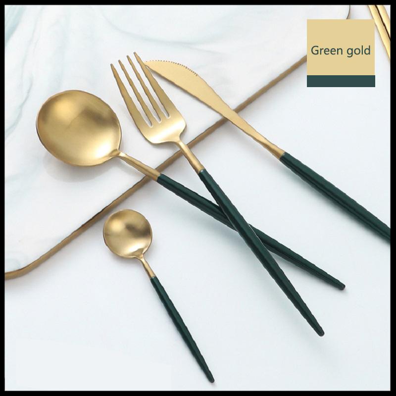 Factory 4pcs Green Gold Cutlery Set Beautiful Titanium Tableware 18/10 Stainless Steel for Kitchen Dishware Dining Table Set
Factory 4pcs Green Gold Cutlery Set Beautiful Titanium Tableware 18/10 Stainless Steel for Kitchen Dishware Dining Table Set