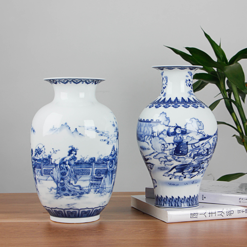 Classic Chinese Blue and White Ceramic Vase Antique Tabletop Porcelain Flower Vase For Hotel Dining Room Decoration LJ201210
