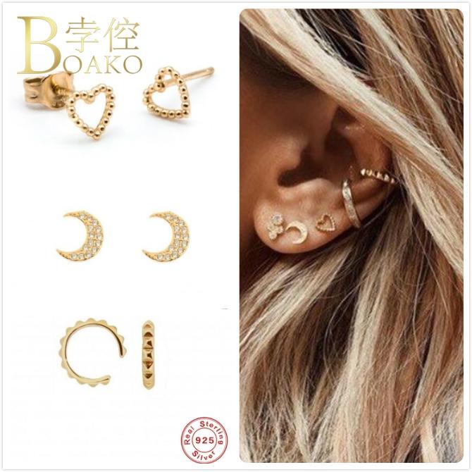 Stud 925 Sterling Silver Earrings For Women Gold Moon Zircon Girl Small Ear Bone Piercing Earring Female Heart Aretes
Stud 925 Sterling Silver Earrings For Women Gold Moon Zircon Girl Small Ear Bone Piercing Earring Female Heart Aretes