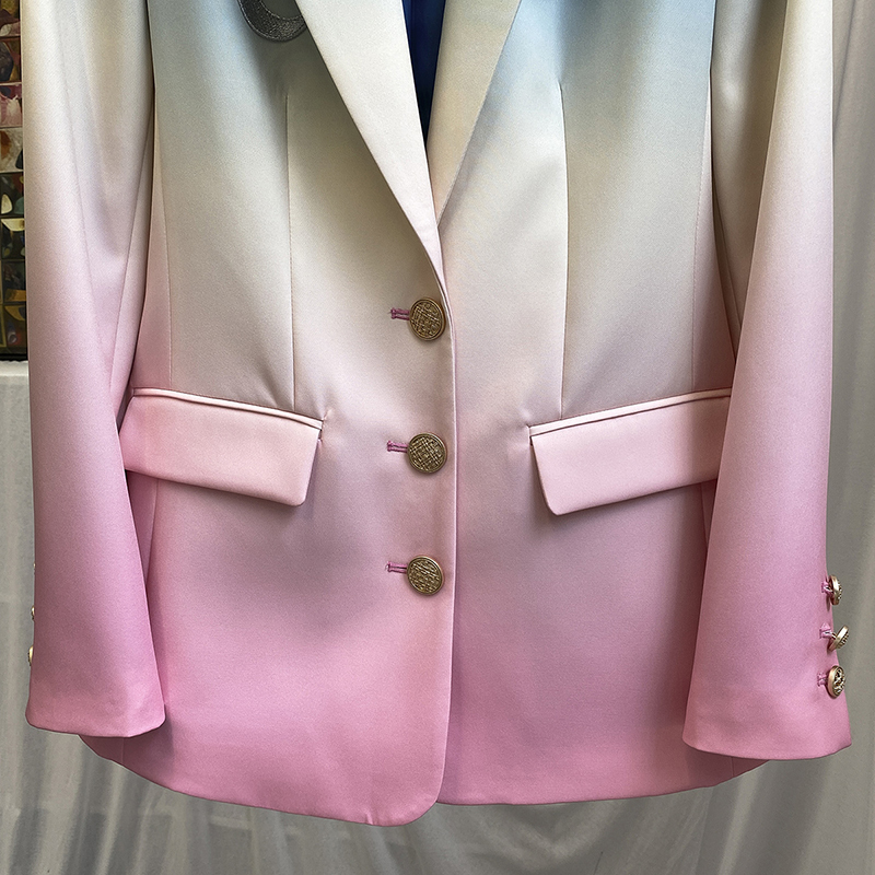 EAM Women Colorful Gradual Color Blazer Lapel Long Sleeve Loose Fit Jacket Fashion Spring Autumn 1Z587 201114