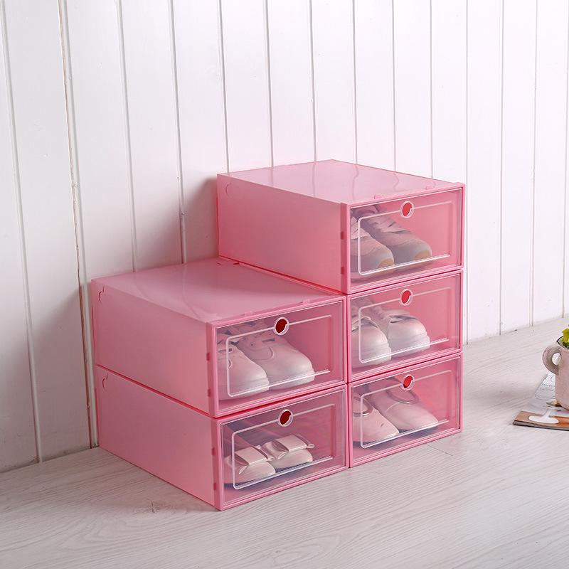 6PCS/Set Thickened flip shoes transparent Drawer Case Plastic Shoe Boxes Stackable Box storage box shoe storage organizer