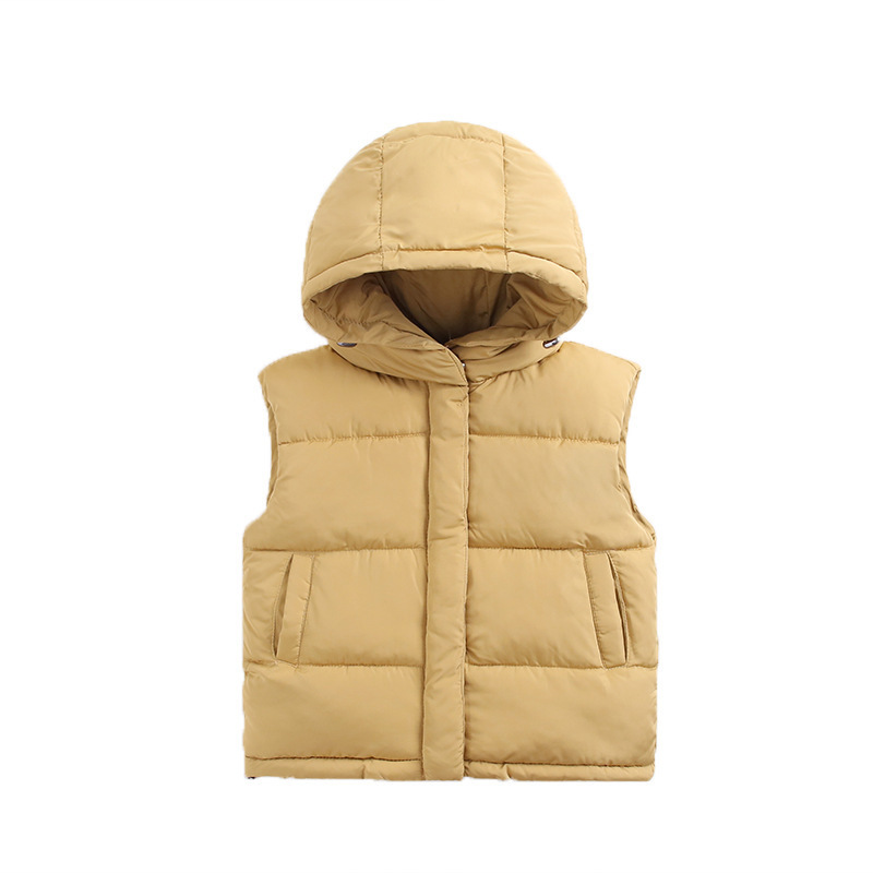 3-12Y Kids Vest Winter Children Down Cotton Cardigan Boy Sleeveless Jacket Baby Warm Clothes Zipper Hooded Coats Girls Outerwear LJ201125