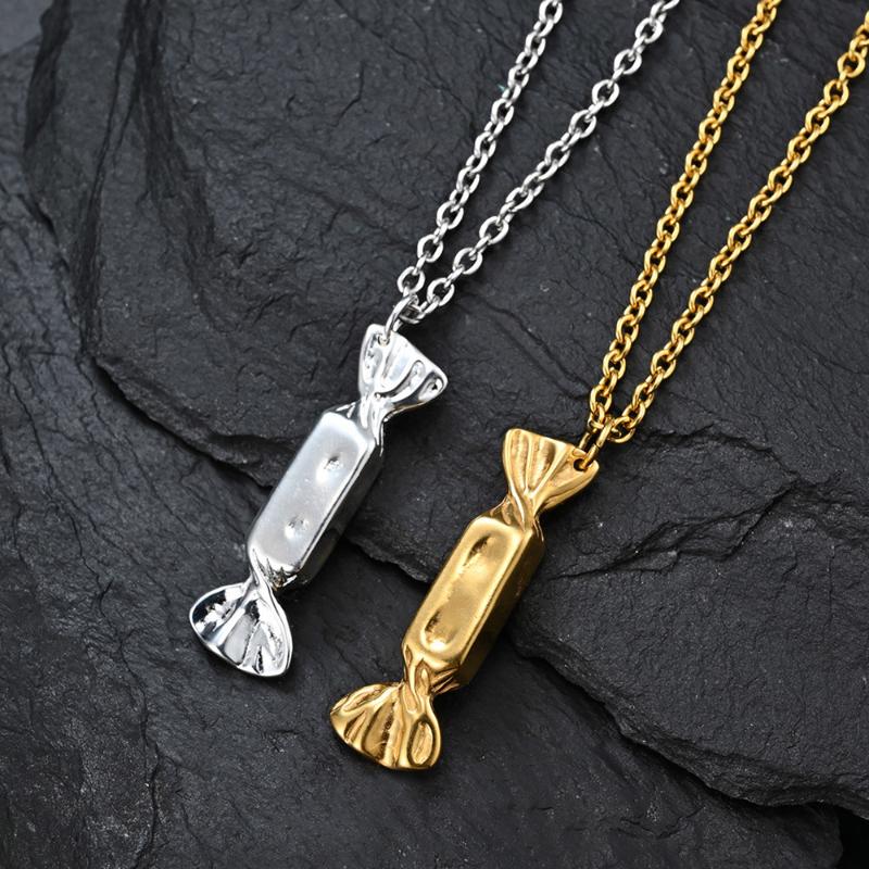 Stainless Steel Halloween Candy Pendant Necklace Jewelry Gold Children Candy Necklaces Gift