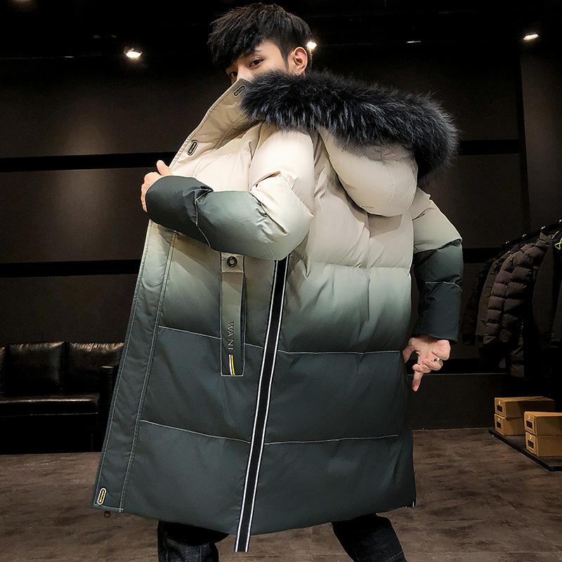 Winter Arrival Gradient Color Long Section Thick Down Cotton Padded Slim Cotton Plus Size Cotton Coat 201128