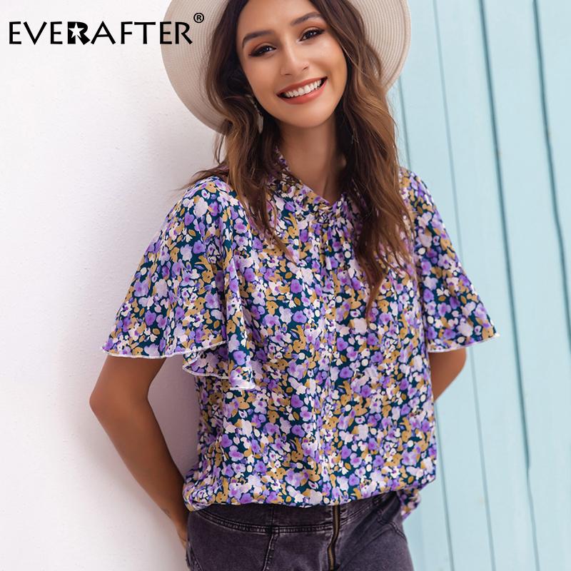 EVERAFTER Vintage floral print stand ruffle women blouse shirt casual purple short sleeve blouse shirts holiday female blusas
EVERAFTER Vintage floral print stand ruffle women blouse shirt casual purple short sleeve blouse shirts holiday female blusas