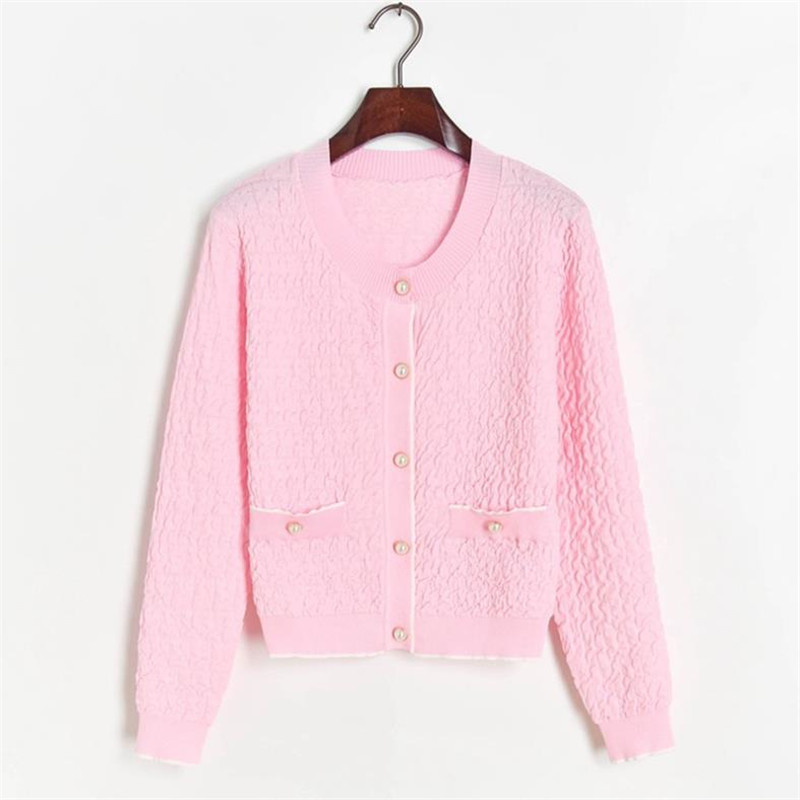 2021 New Sweaters Fashion Pearl Buckle Crinkled Kint Cardigan Around the Neck Long Sleeve Pink Jumpers Contrast Blouses SNEW, White 
2021 New Sweaters Fashion Pearl Buckle Crinkled Kint Cardigan Around the Neck Long Sleeve Pink Jumpers Contrast Blouses SNEW, White
