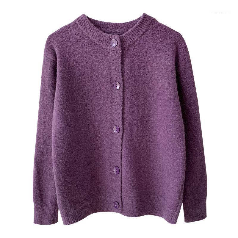 Spring and autumn 2020 new loose round neck short wear long sleeve purple knitted cardigan sweater for women1, Blue
Spring and autumn 2020 new loose round neck short wear long sleeve purple knitted cardigan sweater for women1, Blue