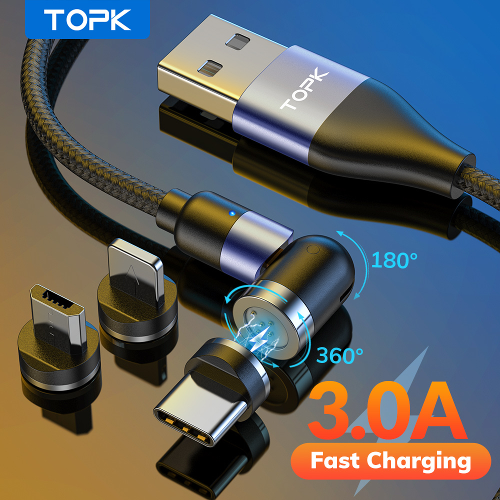 TOPK 540° Magnetic Cable 3A Fast Charging Micro USB Type C Cable Magnetic Charger Cable For Phone 11 12 Pro Max Xiaomi Samsung, Only micro plug
TOPK 540° Magnetic Cable 3A Fast Charging Micro USB Type C Cable Magnetic Charger Cable For Phone 11 12 Pro Max Xiaomi Samsung, Only micro plug