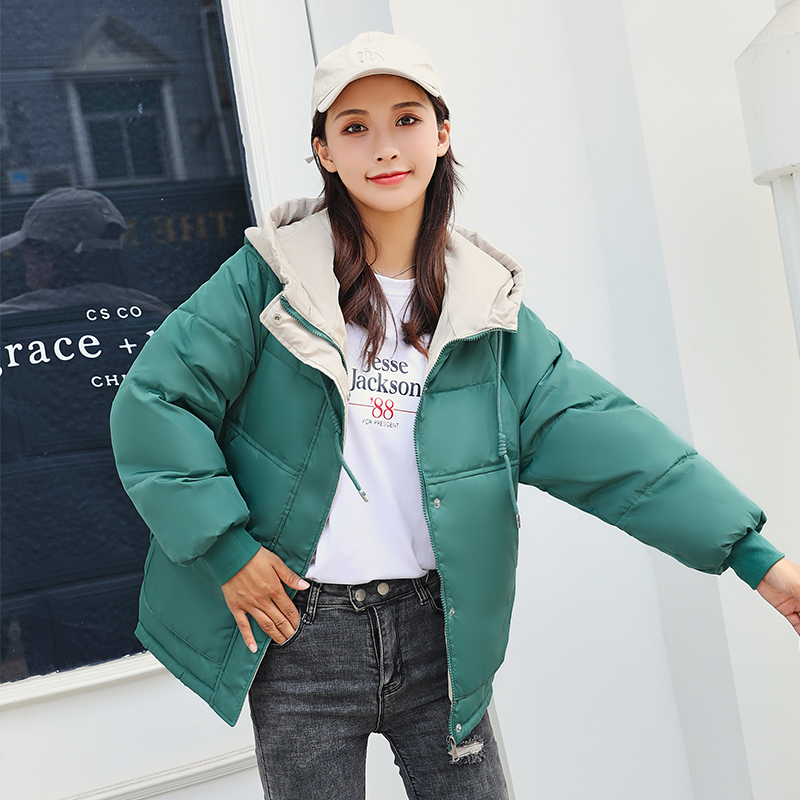Winter Bubble Jacket Plus Size Women Solid Parkas Coat Korean Style Hooded Loose Thicken Casual Casacos De Inverno Feminino 201109