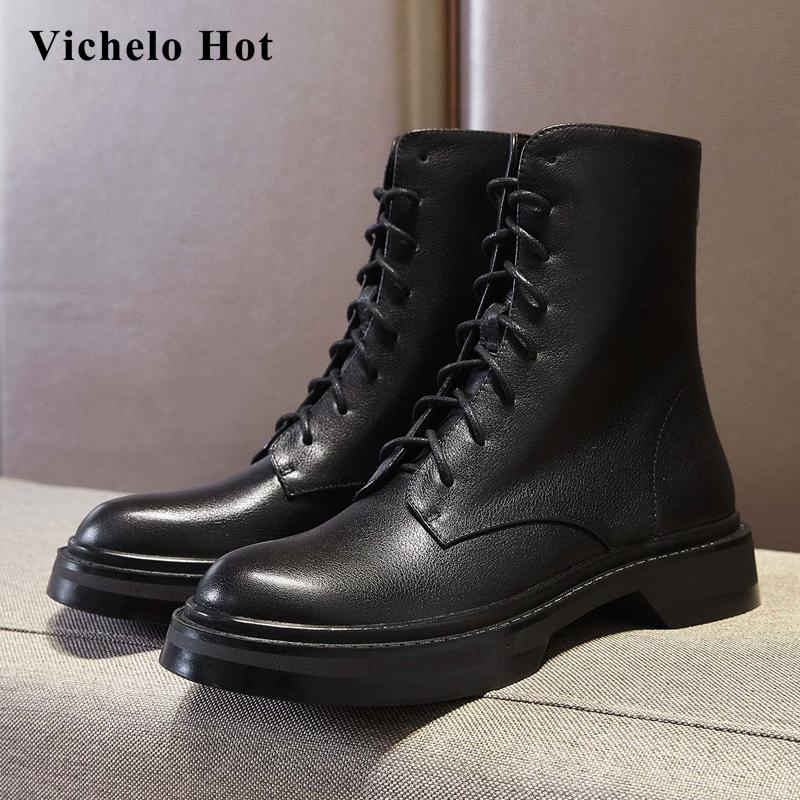 Vichelo Hot 2021 winter new boots natural leather handmade round toe thick med heel back zip model coolest basic ankle boots L21, Black
Vichelo Hot 2021 winter new boots natural leather handmade round toe thick med heel back zip model coolest basic ankle boots L21, Black