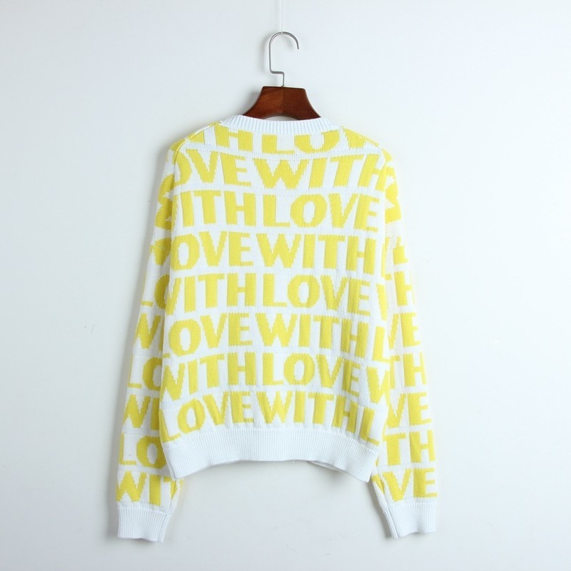 Thick Women Sweater Love Letters Pattern Jacquard Sweater Women Knitted Pullovers Long Sleeve Winter Cool Runway Sweaters Tops 201017