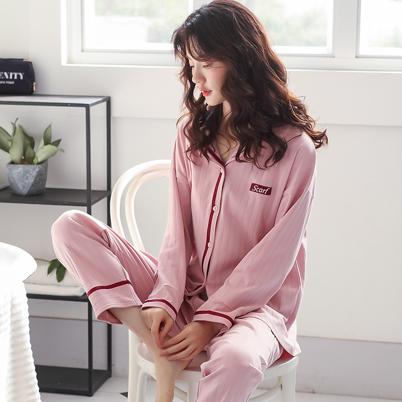 100% Cotton Pajamas for Women Korean PJ Full Sleeves Pijama Feminino Button-Down Winter Sleepwear Ladies Pink Pyjama Femme Hiver 201027