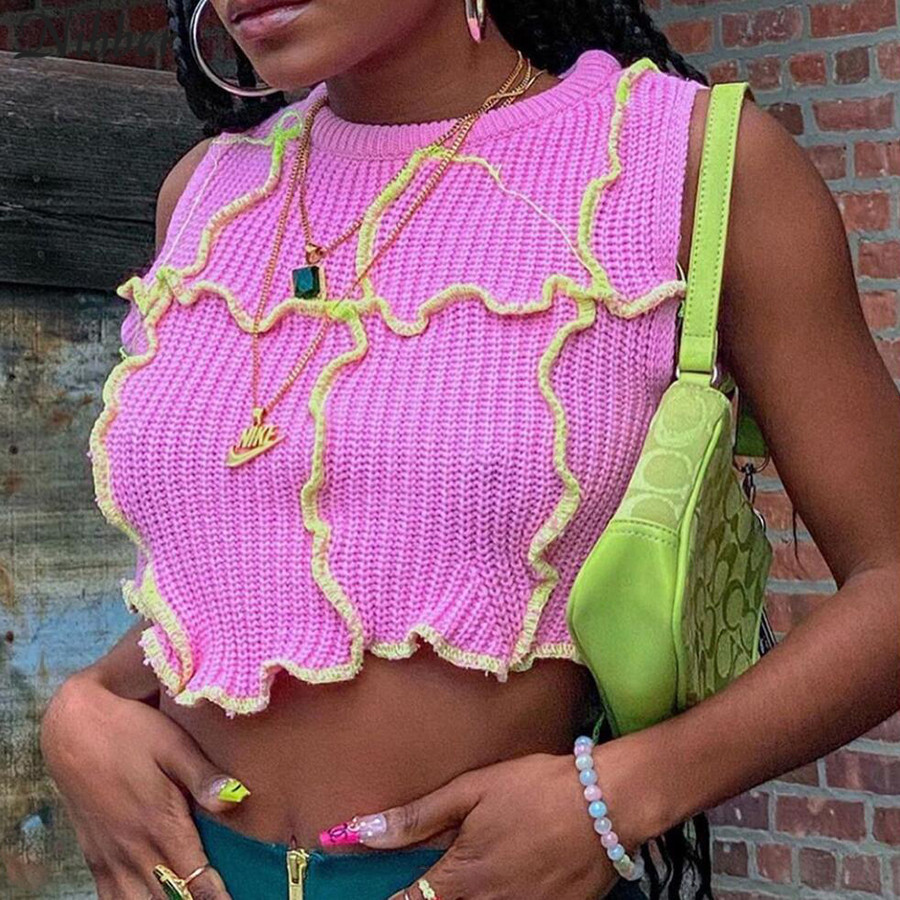 Nibber club vogue knitting patchwork tees casual loose o-neck CropTop Sleeveless streetwear Girl Summer 2020 female activity top A1112, Rose red
Nibber club vogue knitting patchwork tees casual loose o-neck CropTop Sleeveless streetwear Girl Summer 2020 female activity top A1112, Rose red